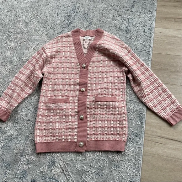 Aritzia Babaton Lacer Cardigan in Heirloom Pink Size XS - Picture 2 of 3